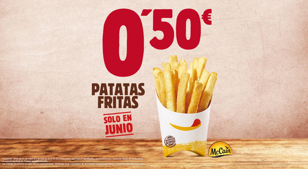 Nuevos cupones descuento Burger King y ofertas patatas 0,50€ y helados